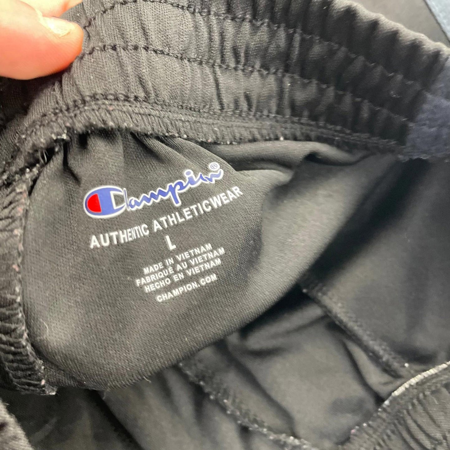 CHAMPION Athletic Shorts Elastic Waist Black Grey Boys Size Large