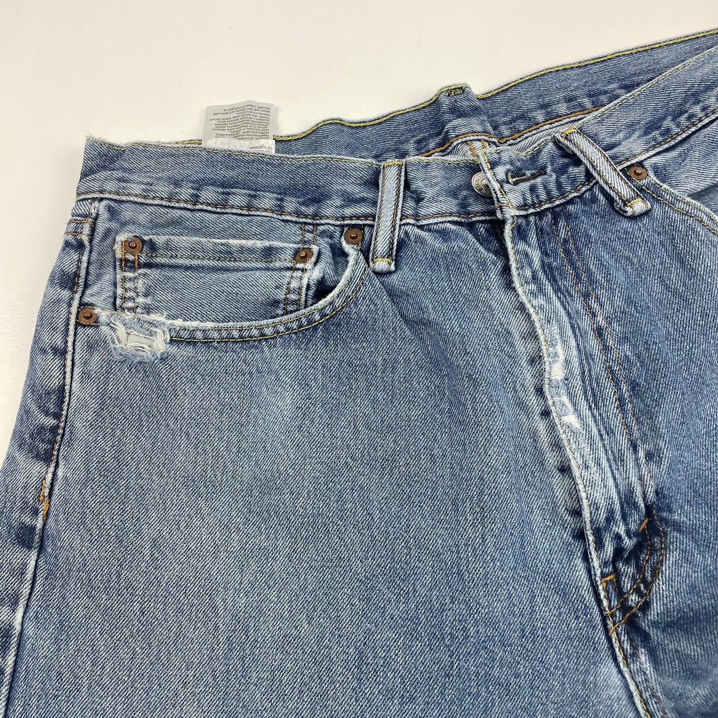 LEVI'S Jeans Straight Leg Vintage Distressed Blue Denim Mens W34 L34