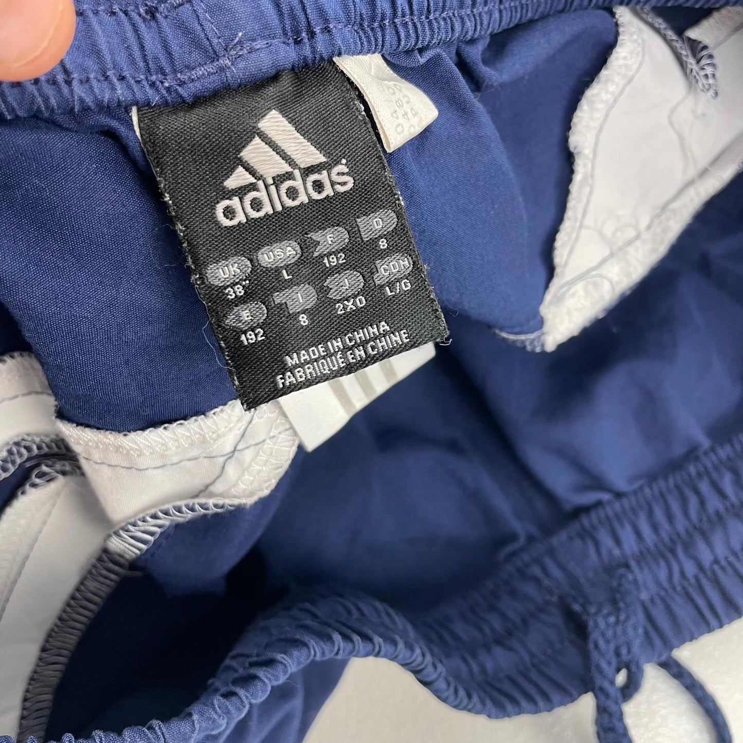 ADIDAS Athletic Shorts 3 Stripes Embroidered Logo Blue Mens UK L