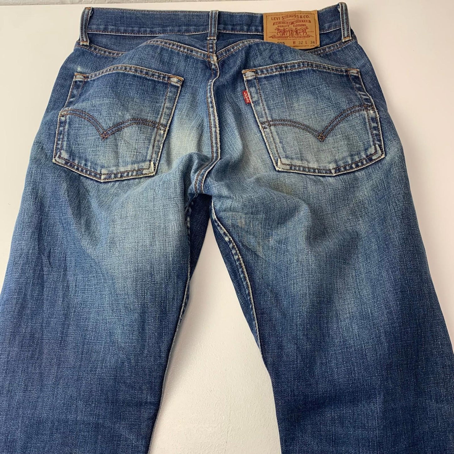 Levi Strauss & Co 505 Straight Leg Classic Blue Denim Jeans Mens W32 L34