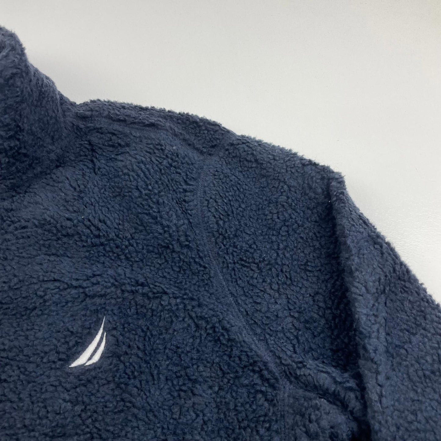 NAUTICA Fleece Jacket Full Zip Soft Sherpa Navy Blue Mens L