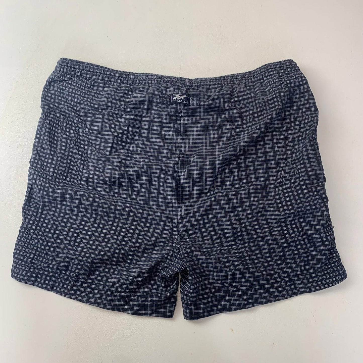 Reebok Essentials Swim Shorts Check Pattern Mesh Lining Blue Mens 30