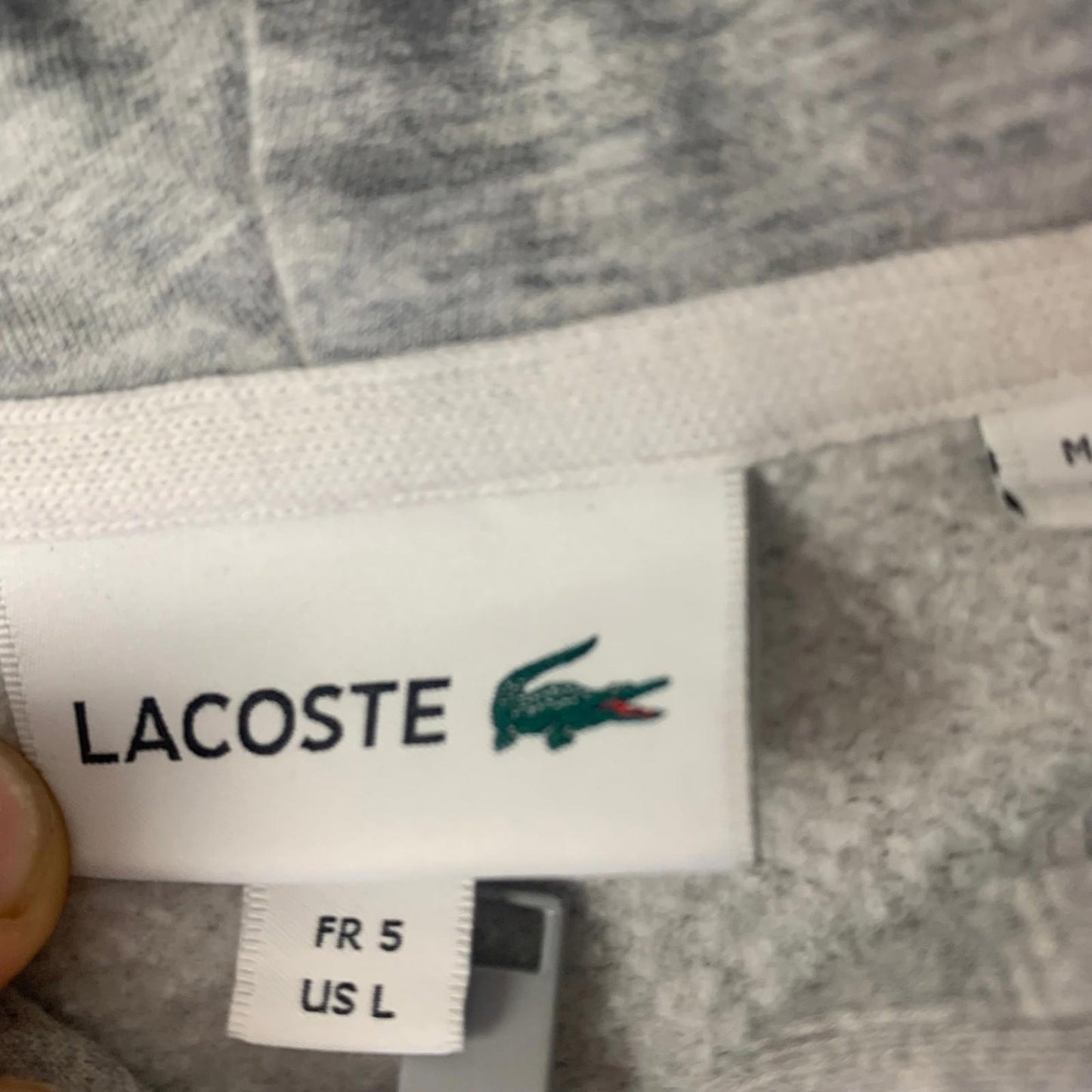 Lacoste Full Zip Hoodie Embroidered Logo Grey Casual Women's Label Size L