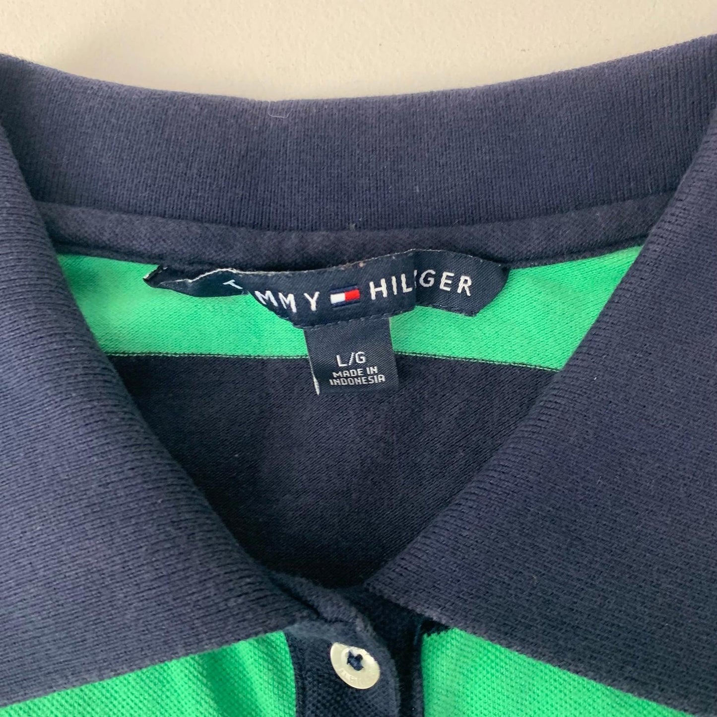 Tommy Hilfiger Sleeveless Polo Dress Striped Green Blue Girls Large