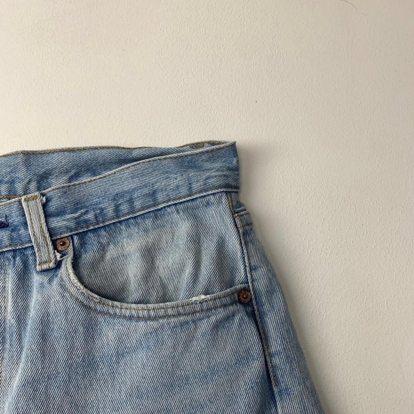 Levi's Denim Shorts Button Fly Light Wash Casual Blue Mens W33