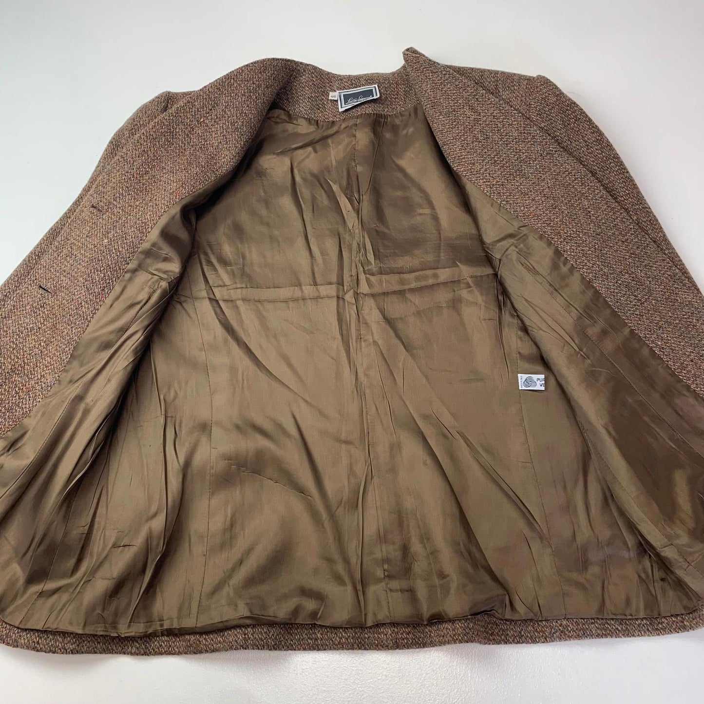 Luisa Spagnoli Jacket Blazer Classic Wool Tweed Brown Women Label Size 46
