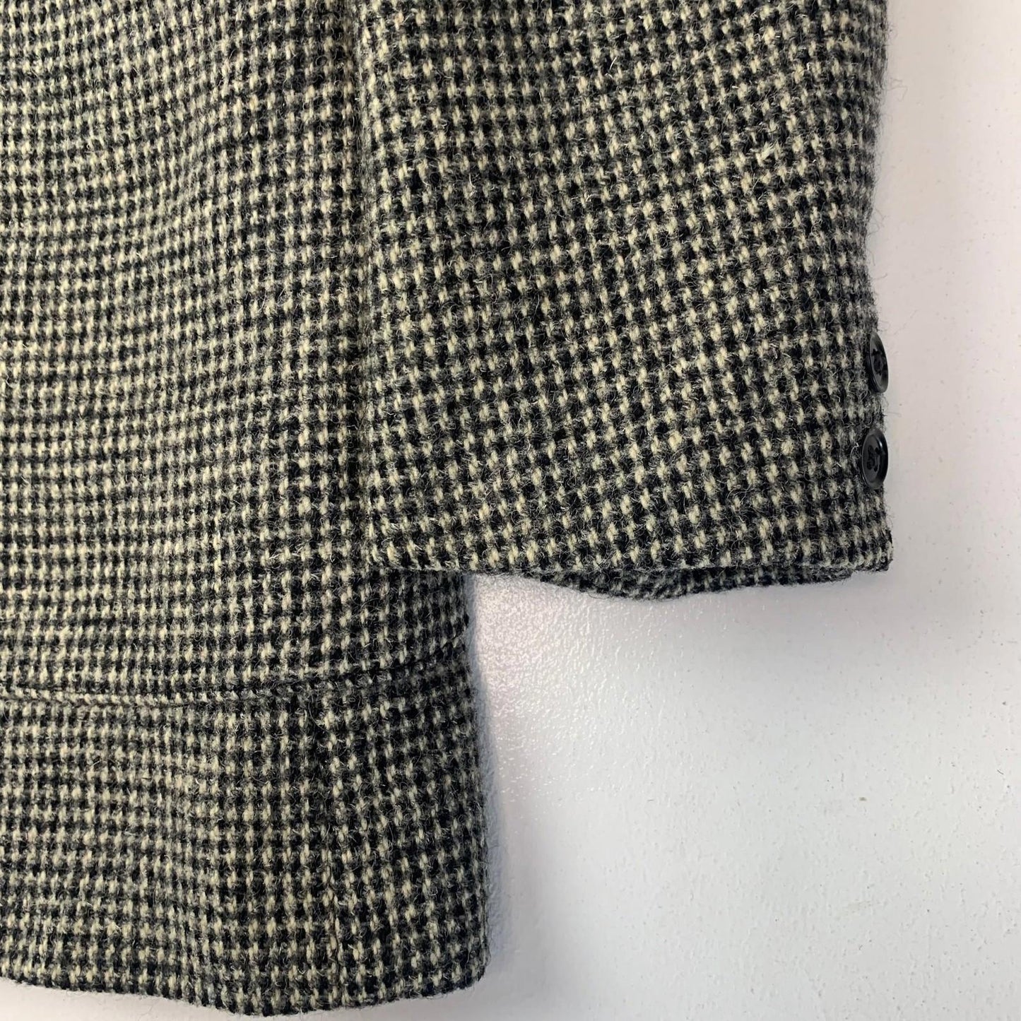Cassidy Harris Tweed Blazer Houndstooth Wool Jacket Black White Womens 40R