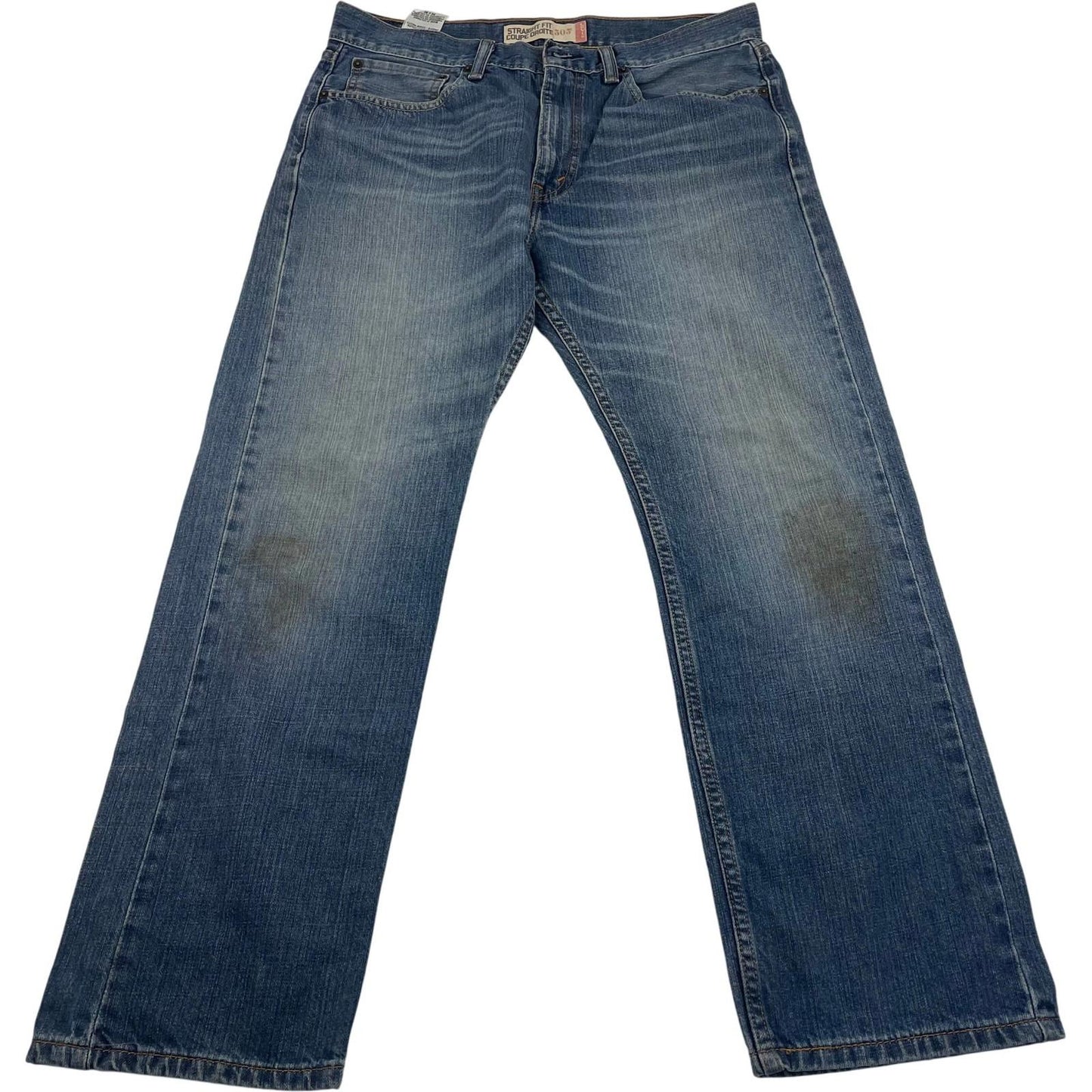 LEVI'S 505 Jeans Straight Fit Blue Denim Vintage Washed Mens W34 L30