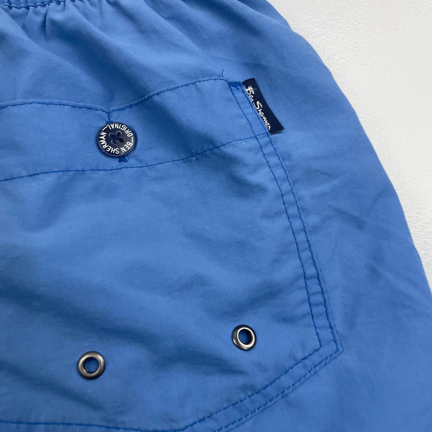 BEN SHERMAN Swim Shorts Quick Dry Elastic Waist Blue Mens XL