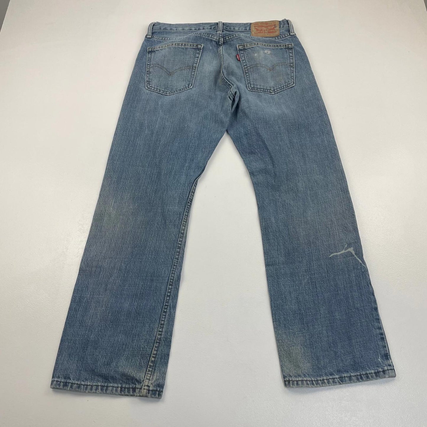 LEVI'S 514 Straight Leg Denim Jeans Distressed Blue Mens W32