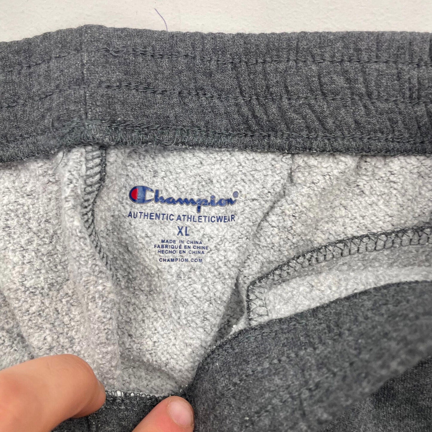 Men Grey CHAMPION Spellout Joggers , Size Medium