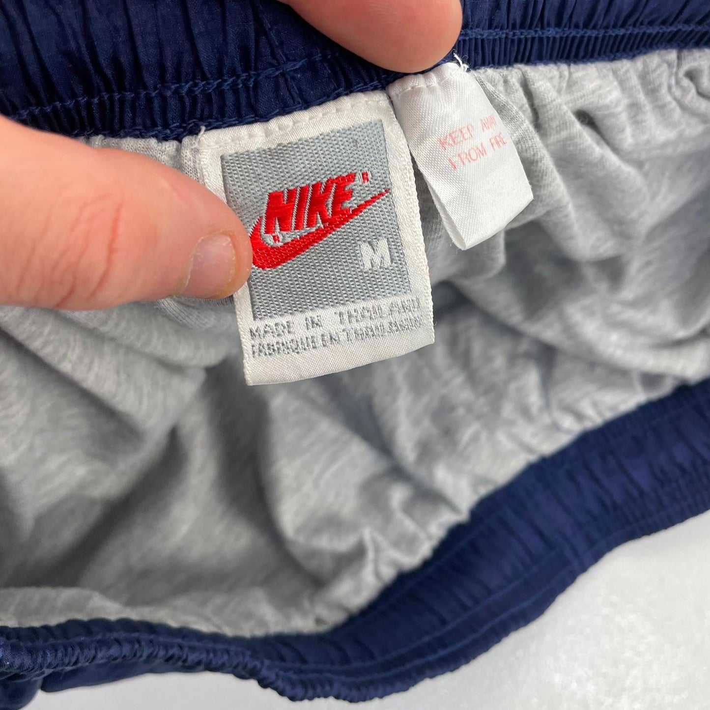 NIKE Swim Shorts Blue Elastic Waist Logo Mens Medium