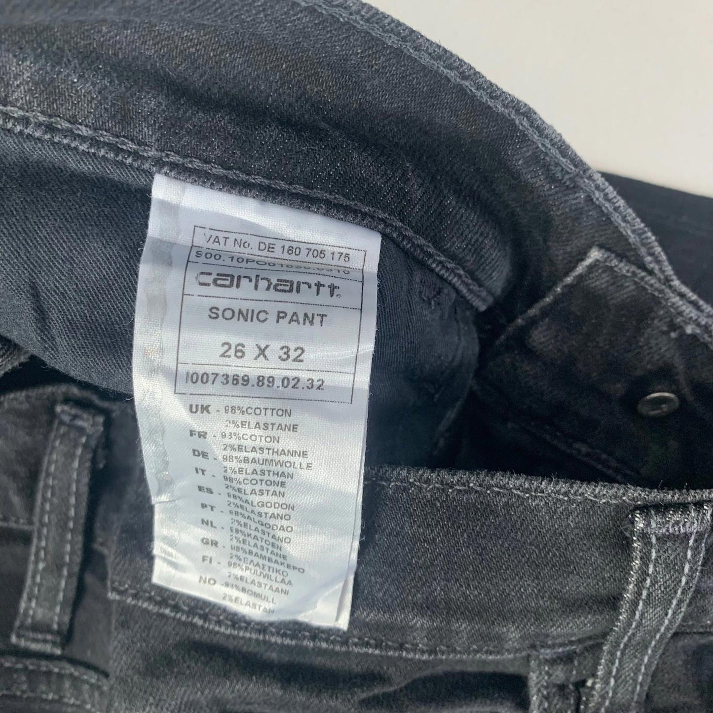 Carhartt Sonic Pant Wide-Leg Denim Black Womens 26 x 32