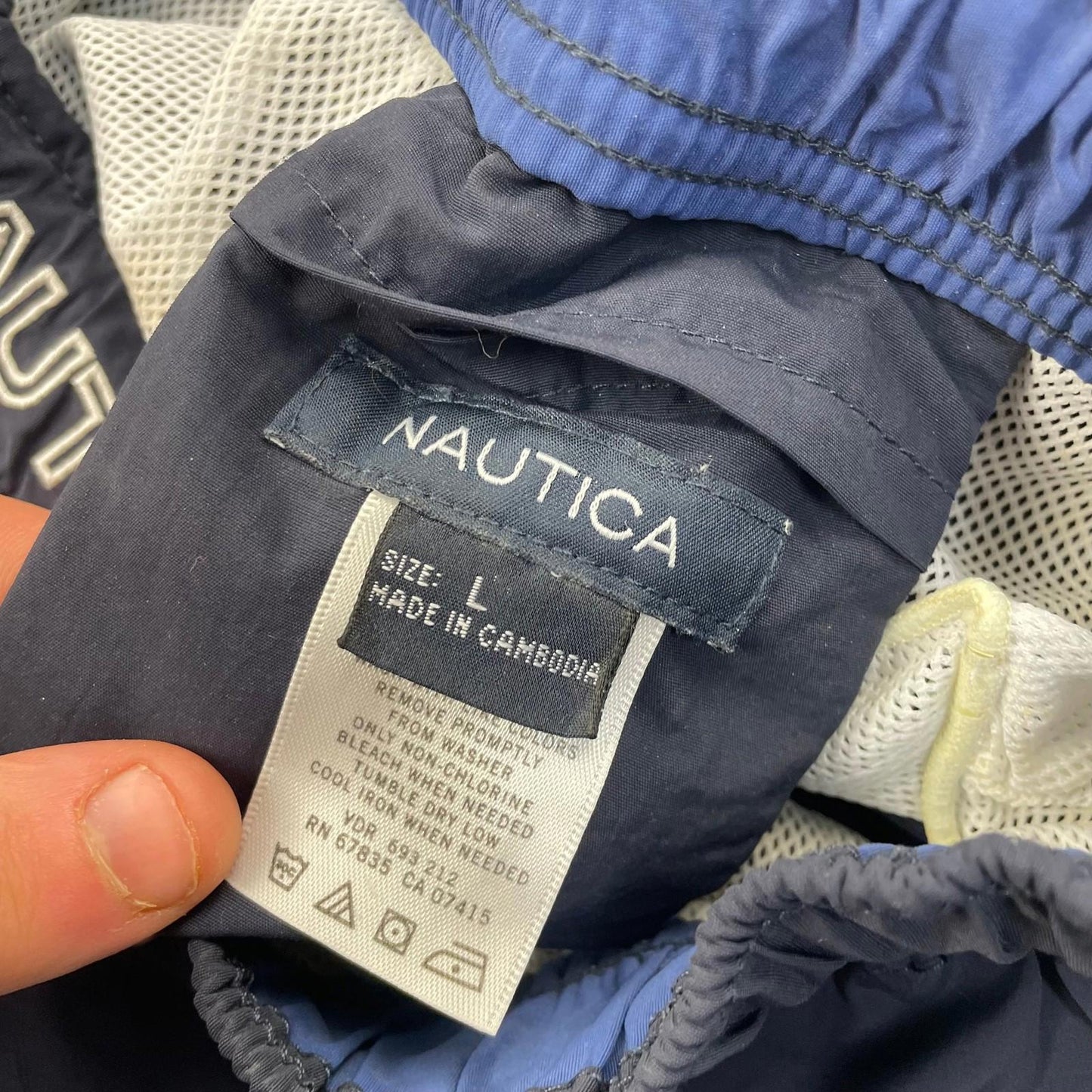 NAUTICA Swim Shorts Mesh Lining Navy Blue Mens Large