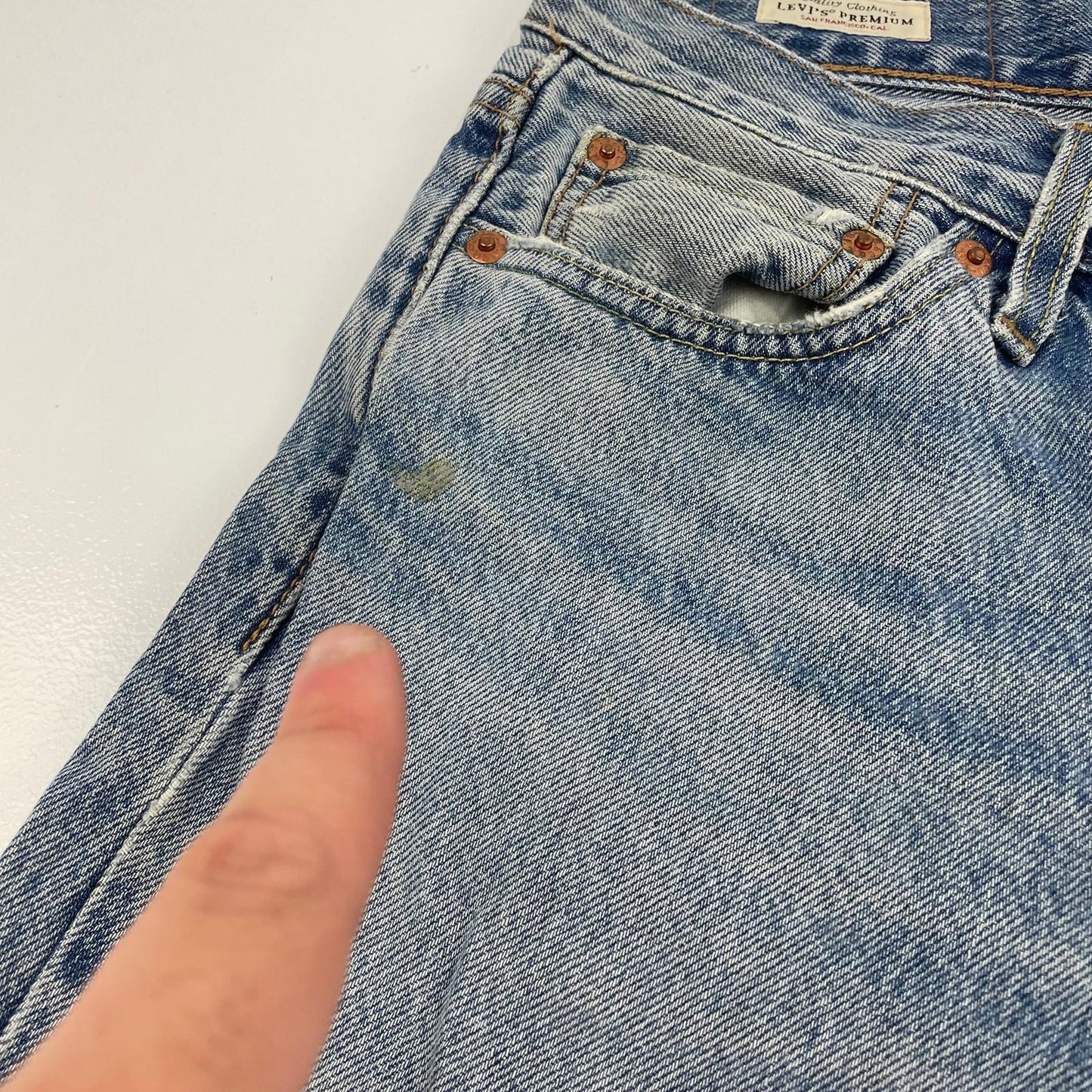 Levi's 511 Jeans Straight Leg Vintage 90s Distressed Blue Mens W28 L32