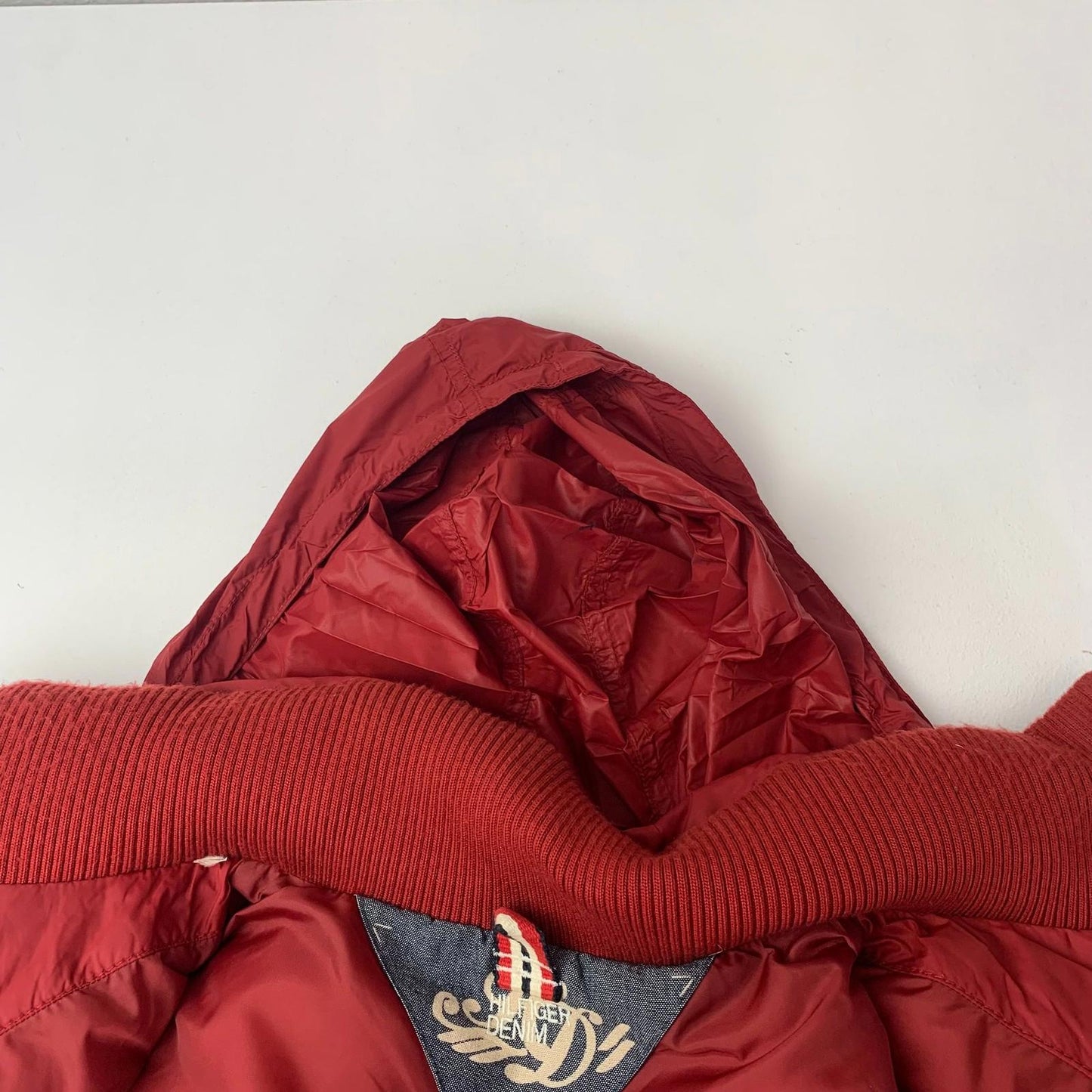Hilfiger Denim Puffer Jacket Quilted Outdoor Red Womens Medium
