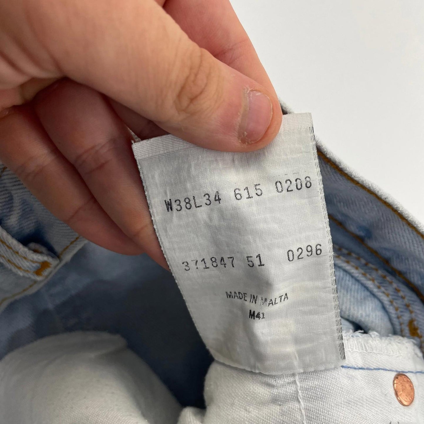 Levi's Original Fit Straight Leg Jeans Light Wash Denim Blue Mens W34 L32