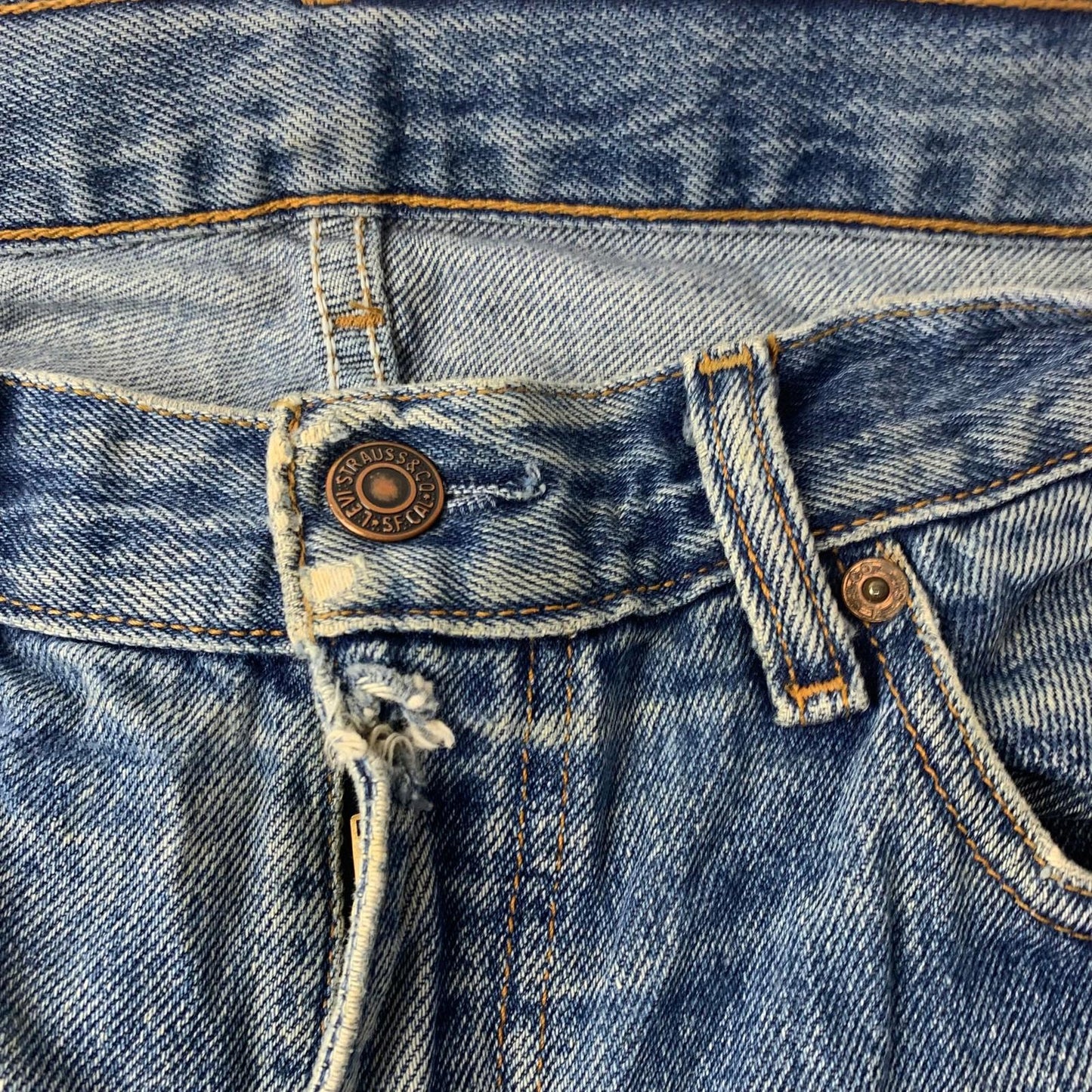 Levi's Straight Leg Denim Jeans Distressed Vintage Blue Mens W34 L30