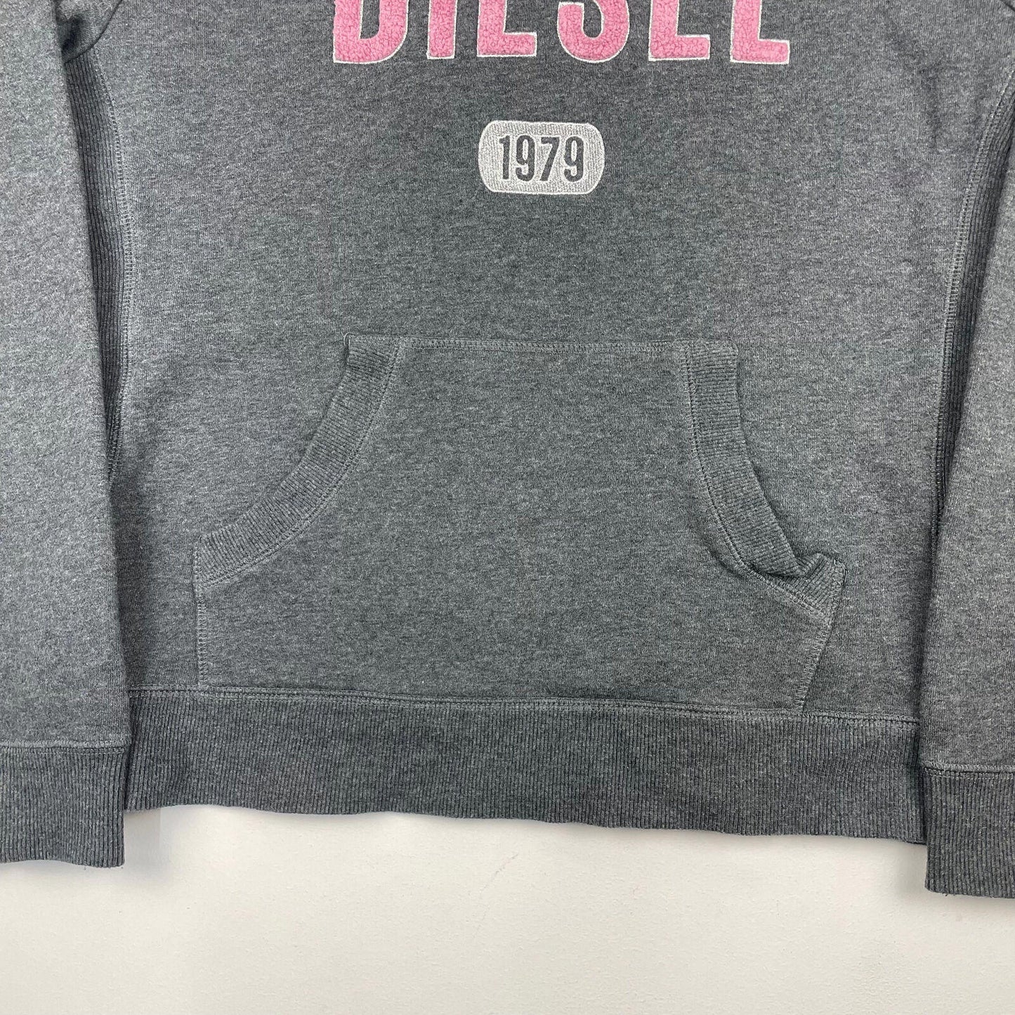 Women’s Grey DIESEL Spellout Hoodie Sweatshirt , Size XL