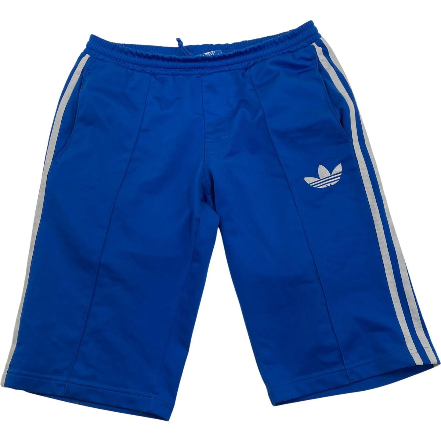 ADIDAS Activewear 3/4 Length Shorts Blue Striped Logo Mens Small