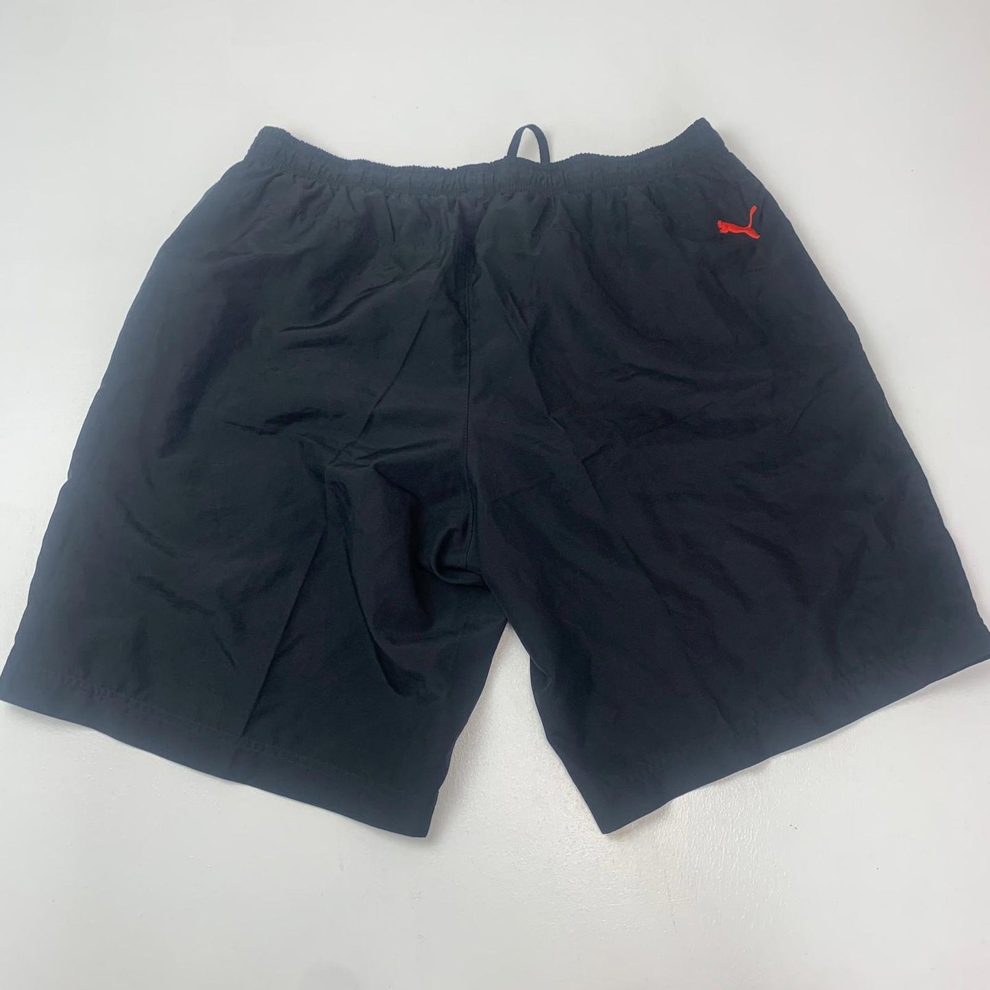 PUMA Athletic Shorts Elastic Waist Black With Logo Mens L