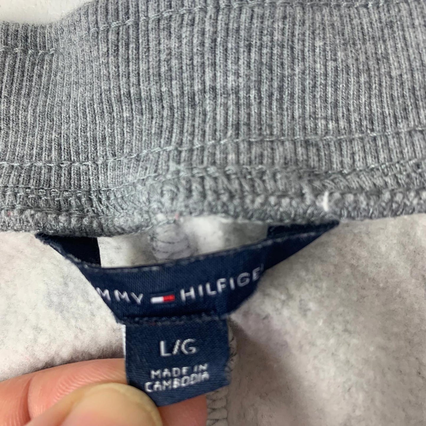 Tommy Hilfiger Sweatpants Joggers Grey Ribbed Cuffs Drawstring Women Large