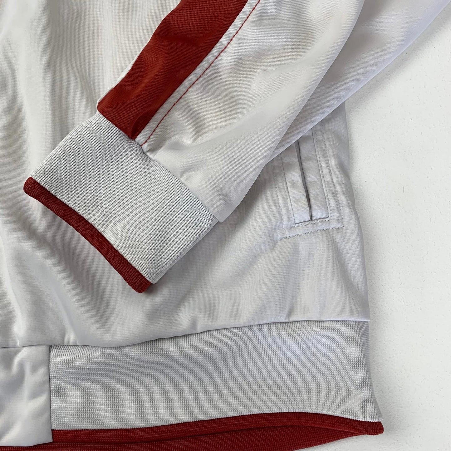LOTTO Track Jacket Retro Striped Zip White Red Mens Medium
