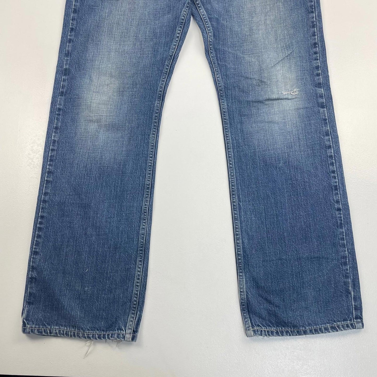 LEVI'S 514 Jeans Slim Straight Fit Distressed Blue Cotton Mens W36 L32