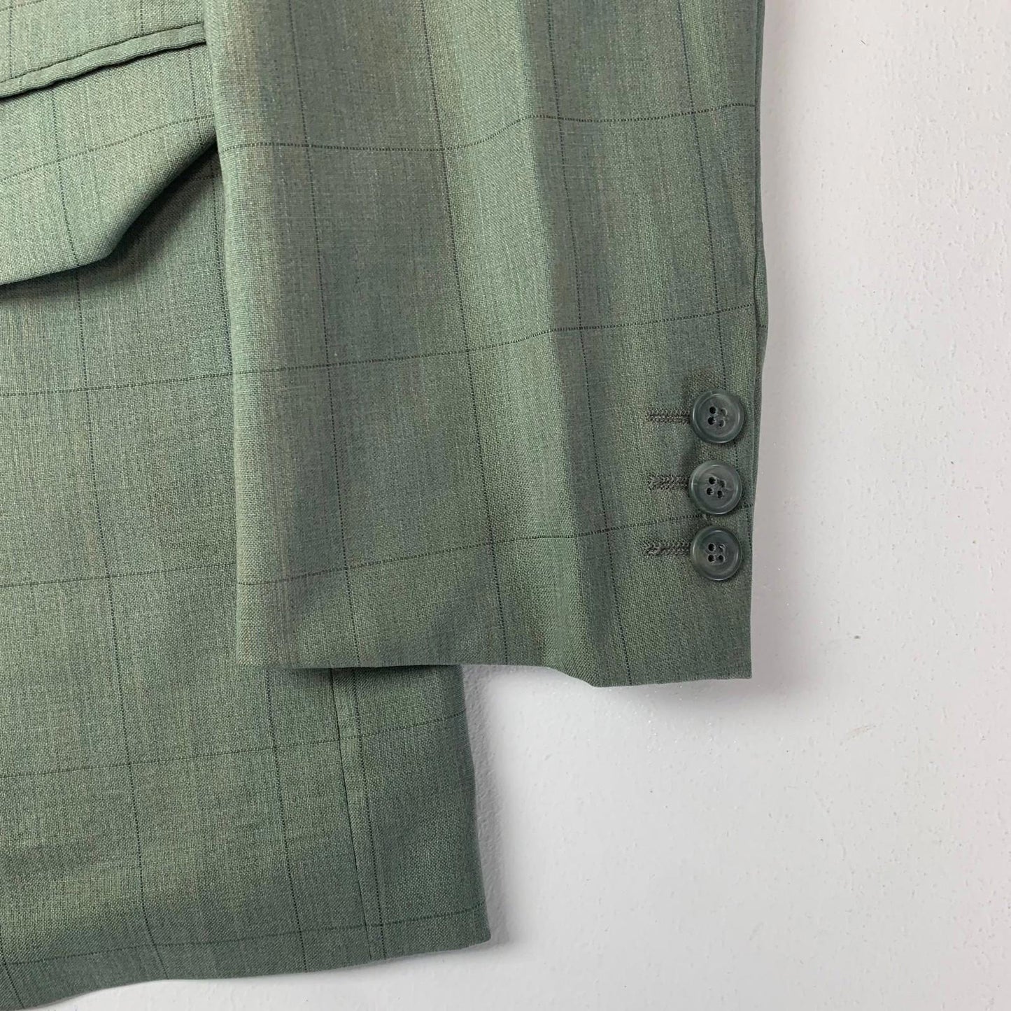 SARTORIA TAI Blazer Vintage Check Pattern Green Mens 44R Wool Jacket