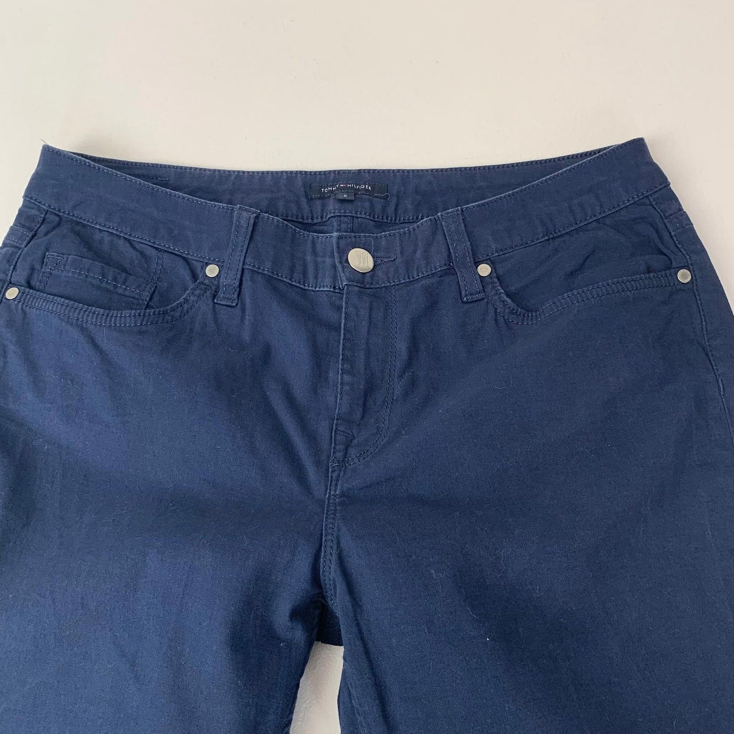 Tommy Hilfiger Straight Leg Trousers Classic Blue Denim Women UK 10