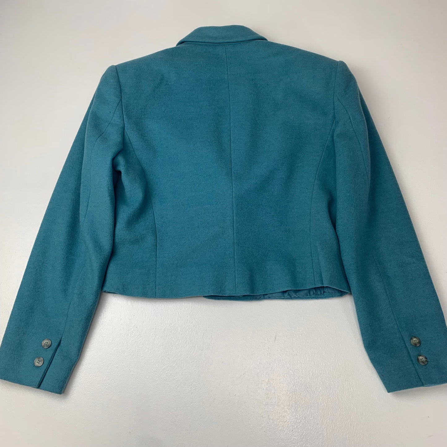 Women’s Vintage ANGELA FIORE Cropped Wool Jacket / Turquoise / Italian 42