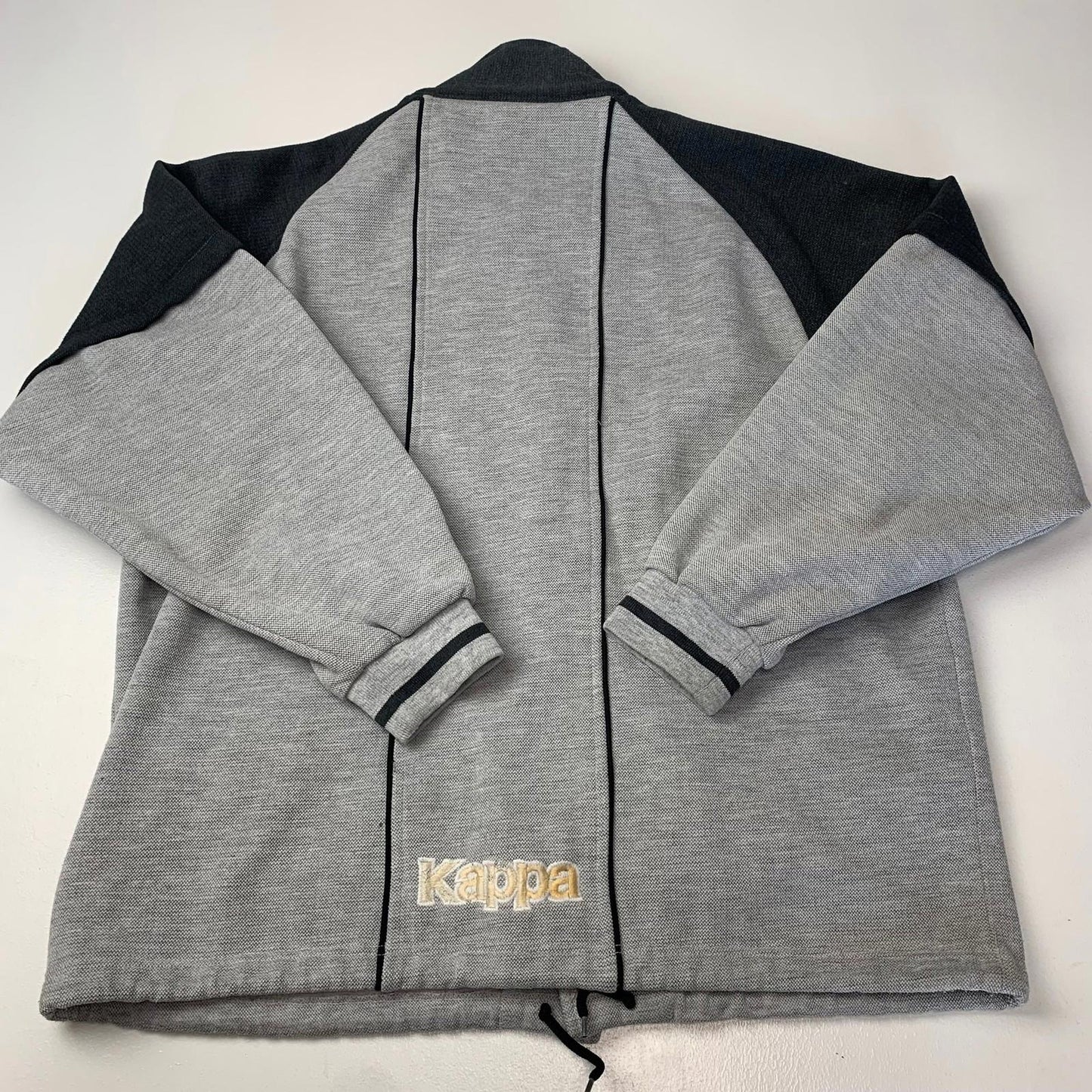 KAPPA Jacket Button Front Retro Style Grey Black Mens XL