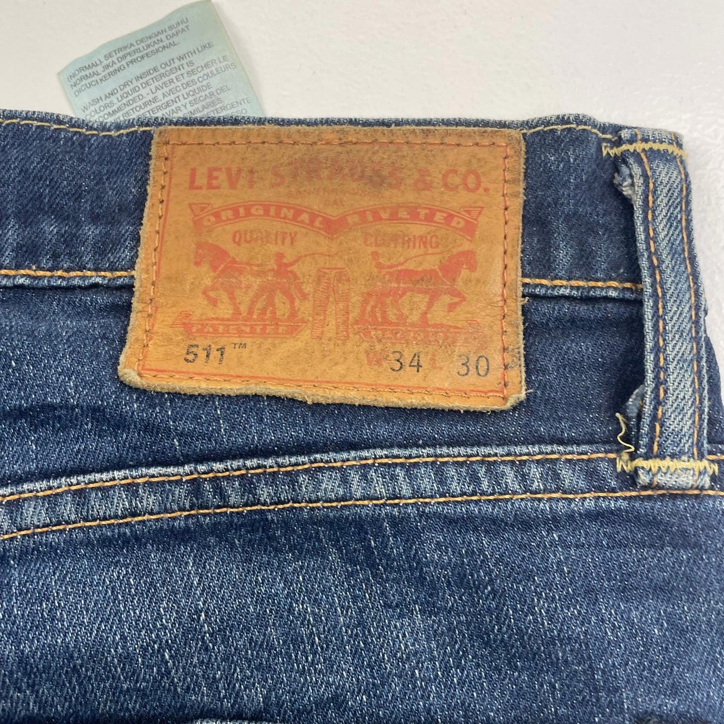 LEVI'S Jeans Straight Fit Faded Casual Blue Cotton Denim Mens W34 L30