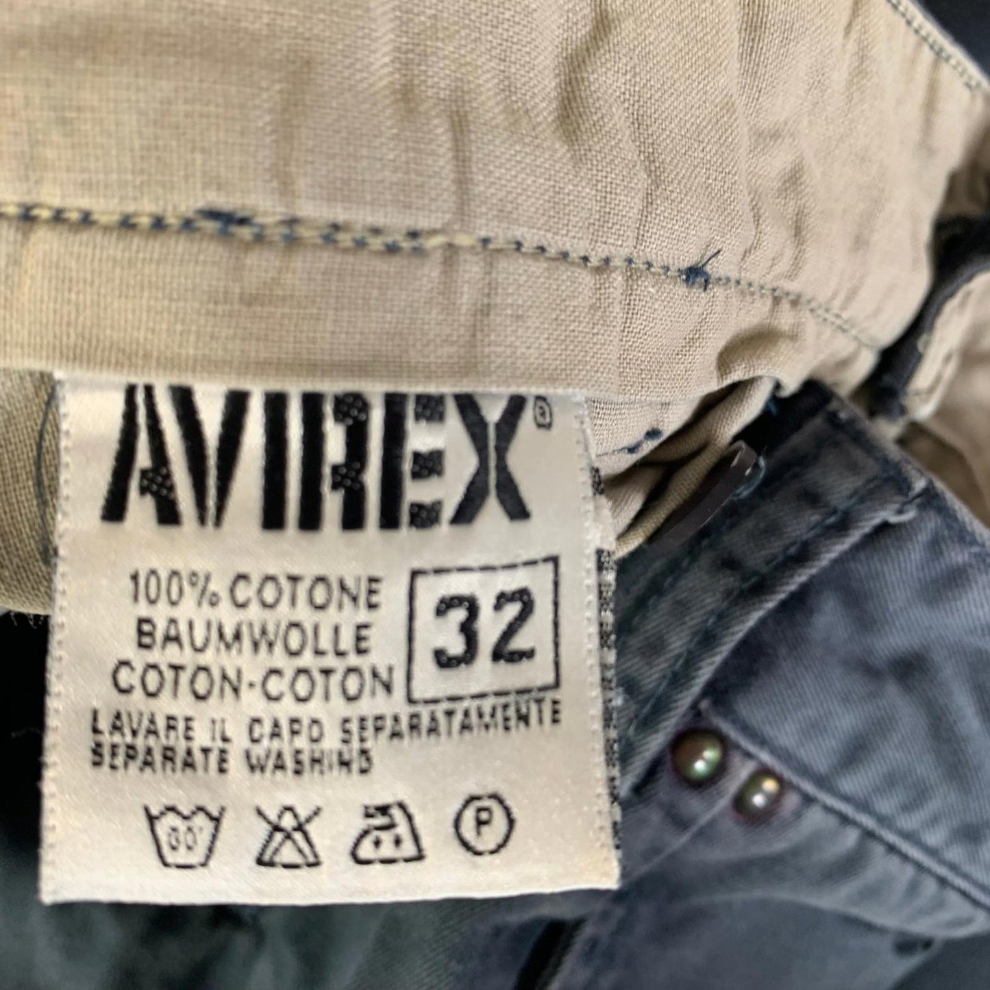 Avirex Runway Trousers Functional Garment Blue Cotton Men's Size 32 X 29