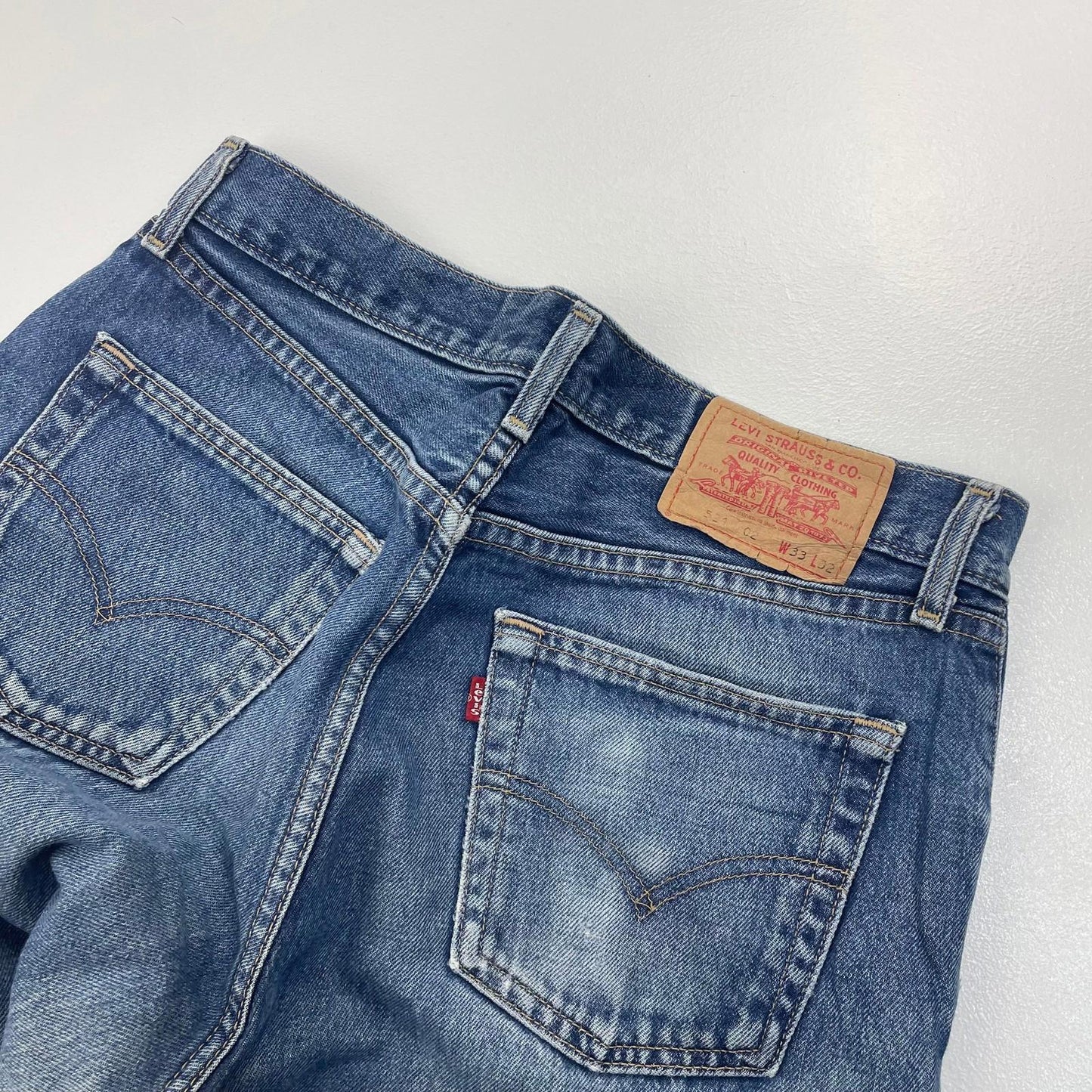 LEVI'S 521 Jeans Straight Distressed Blue Denim Mens W33 L32