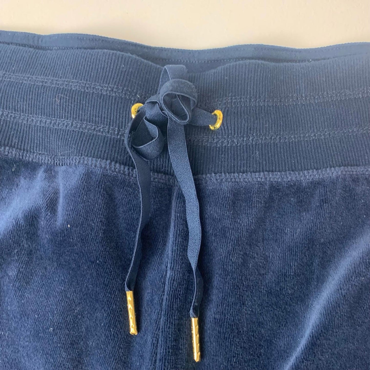 Calvin Klein Jogger Sweatpants Velour Ribbed Cuffs Navy Blue Women XL