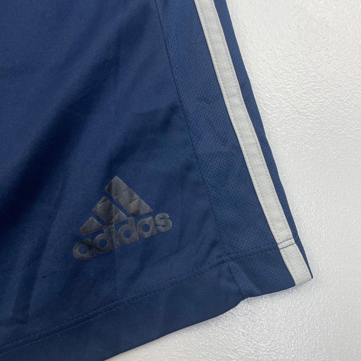 ADIDAS Climalite Shorts Athletic Striped Logo Blue Mens Small