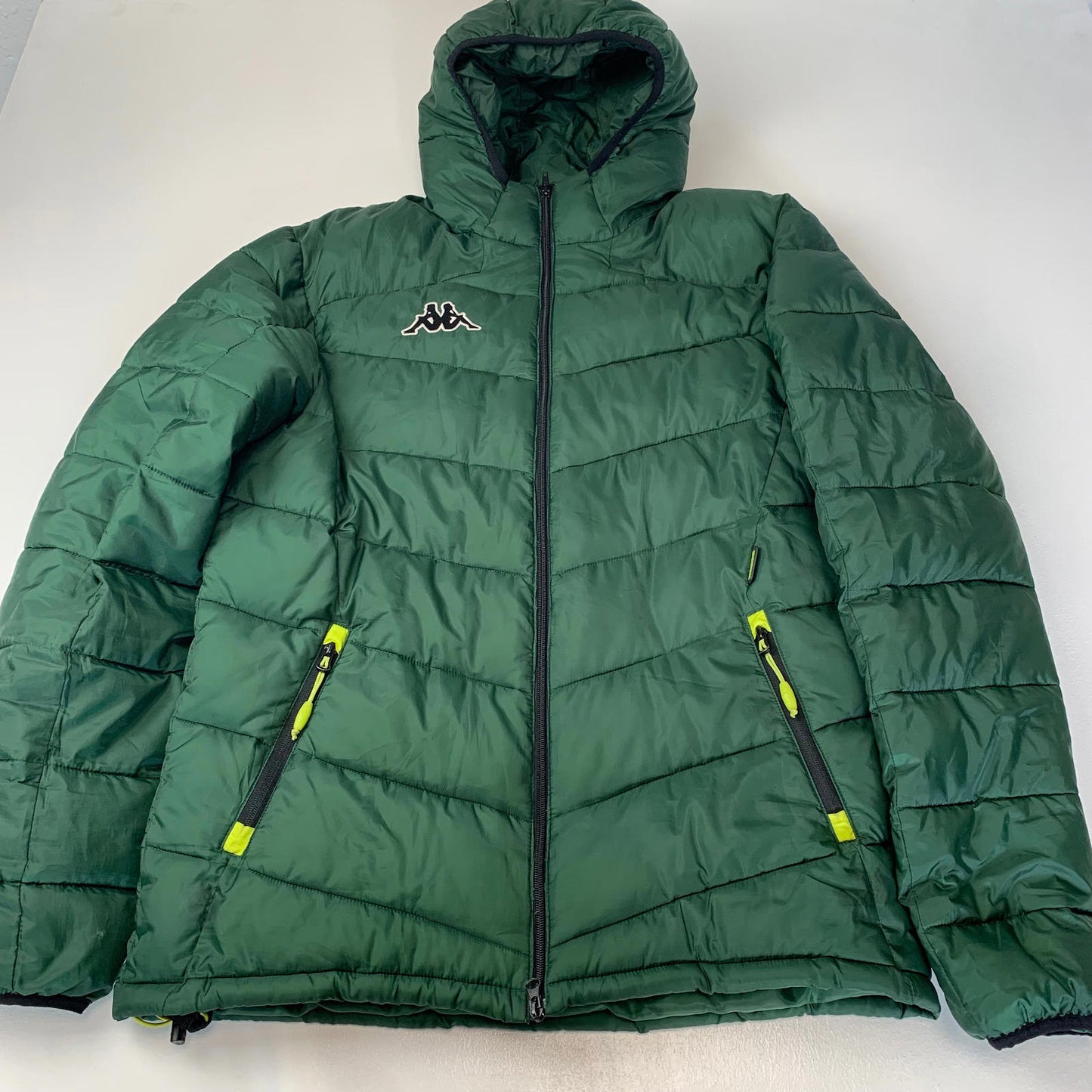 Unisex Kappa L - XL Green Puffer Jacket / Hood