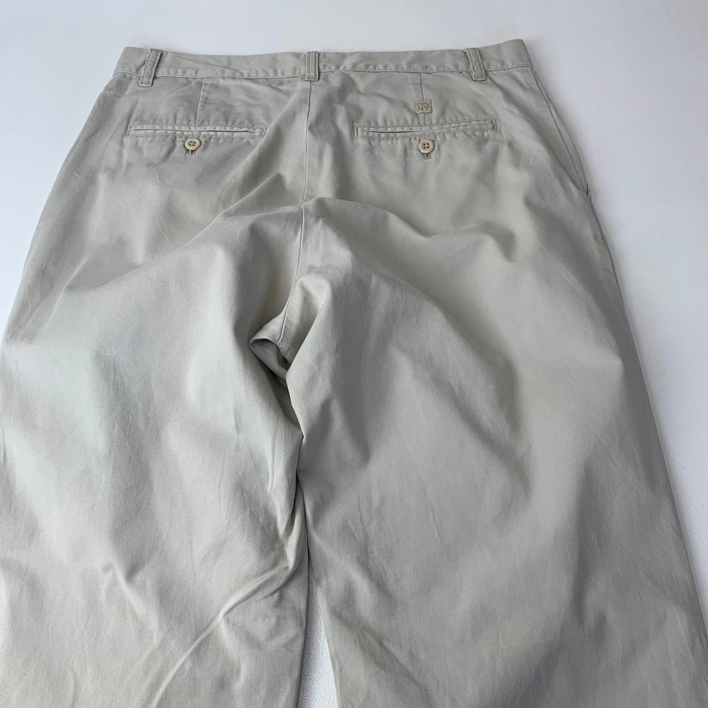 DKNY Chino Straight Leg Trousers Beige Casual Mens 34W 32L