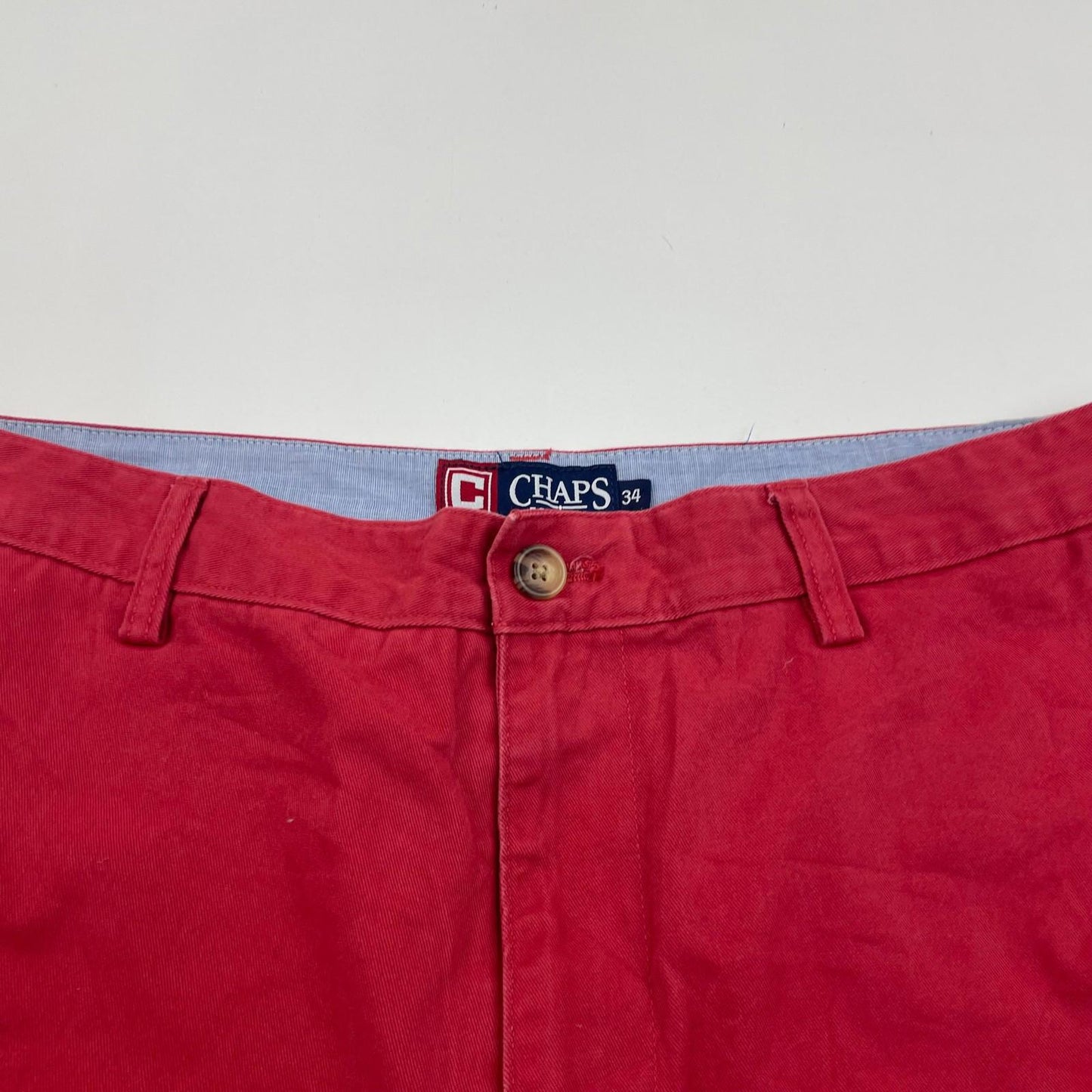 CHAPS Chino Shorts Casual Button Pocket Red Mens 34