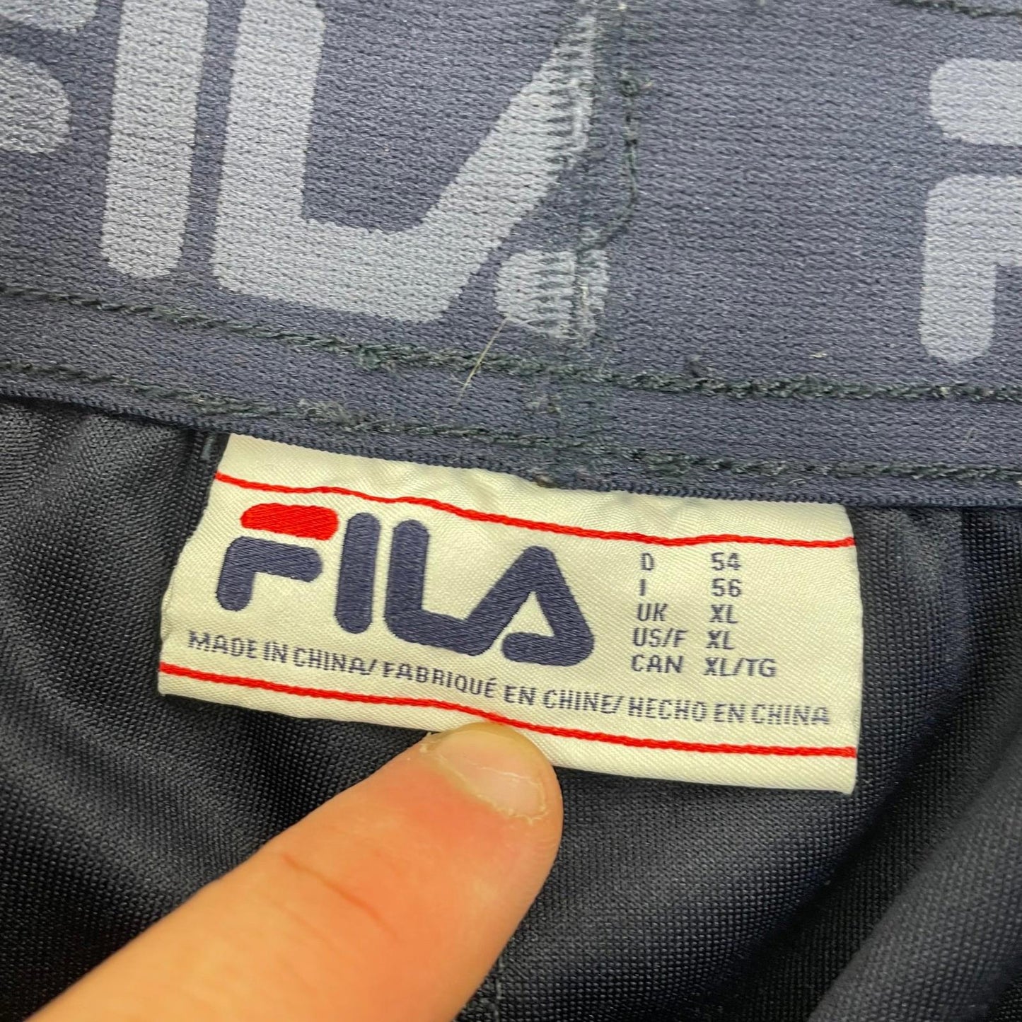 FILA Track Pants Jogger Style Logo Drawstring Navy Mens XL