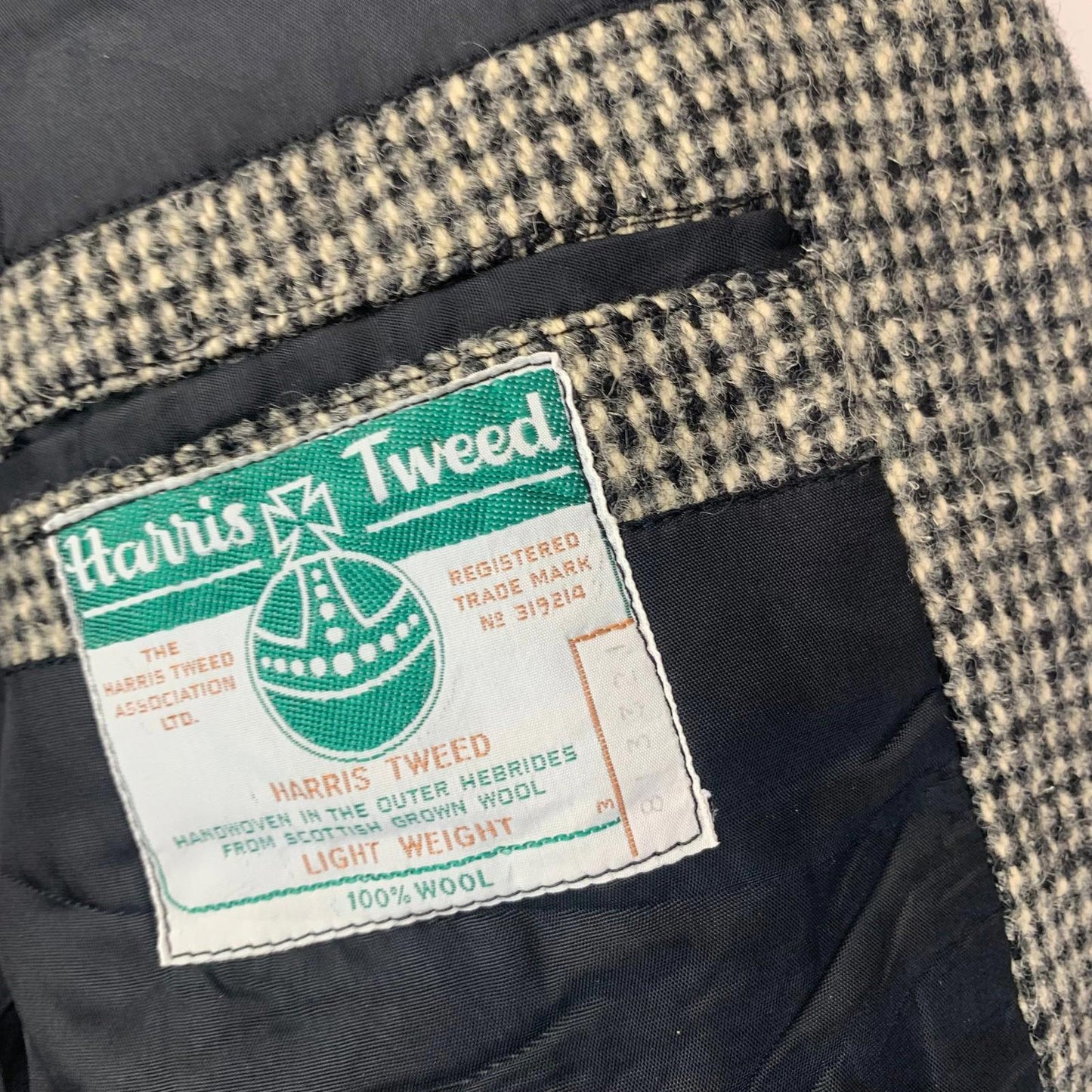 Cassidy Harris Tweed Blazer Houndstooth Wool Jacket Black White Womens 40R