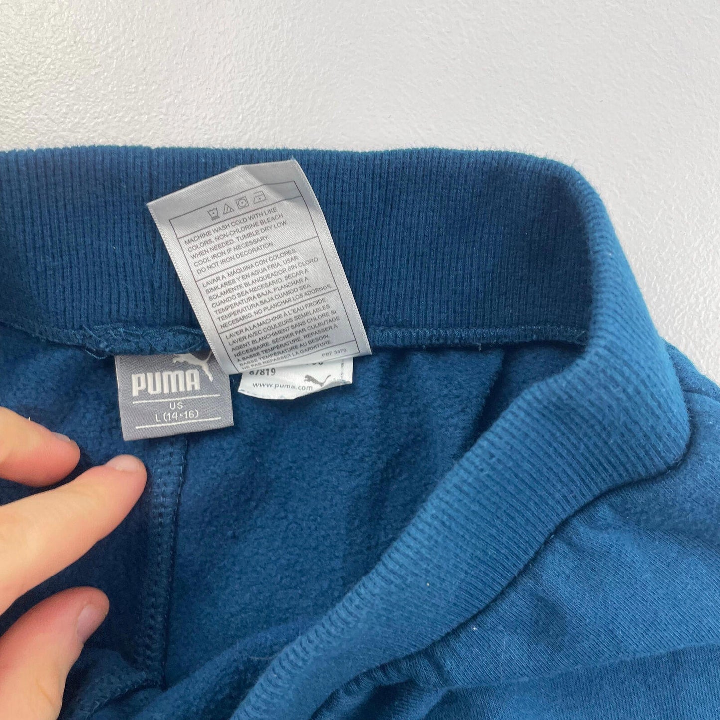 Boys PUMA Blue Big Logo Joggers , Sweatpants , Size Youth L 14-16