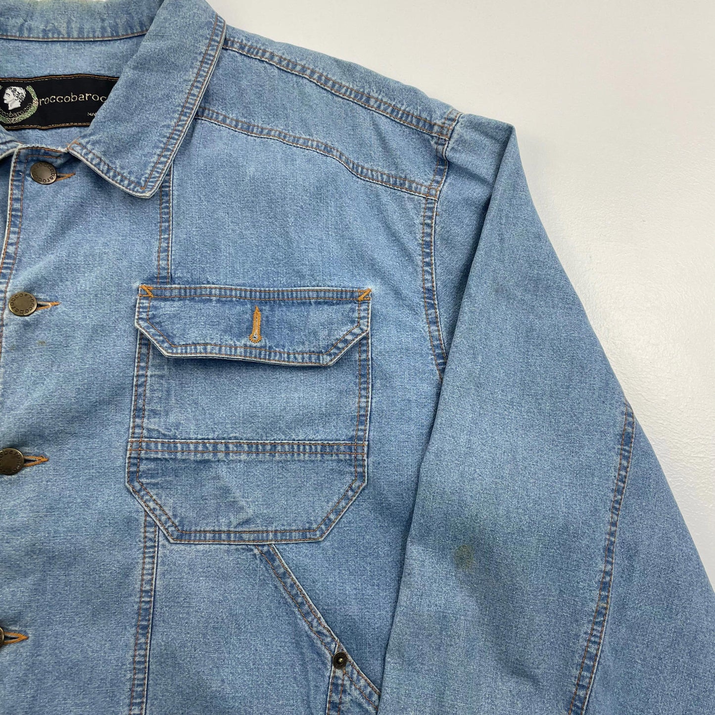Vintage ROCCOBAROCCO Blue Denim Jacket , Size XL