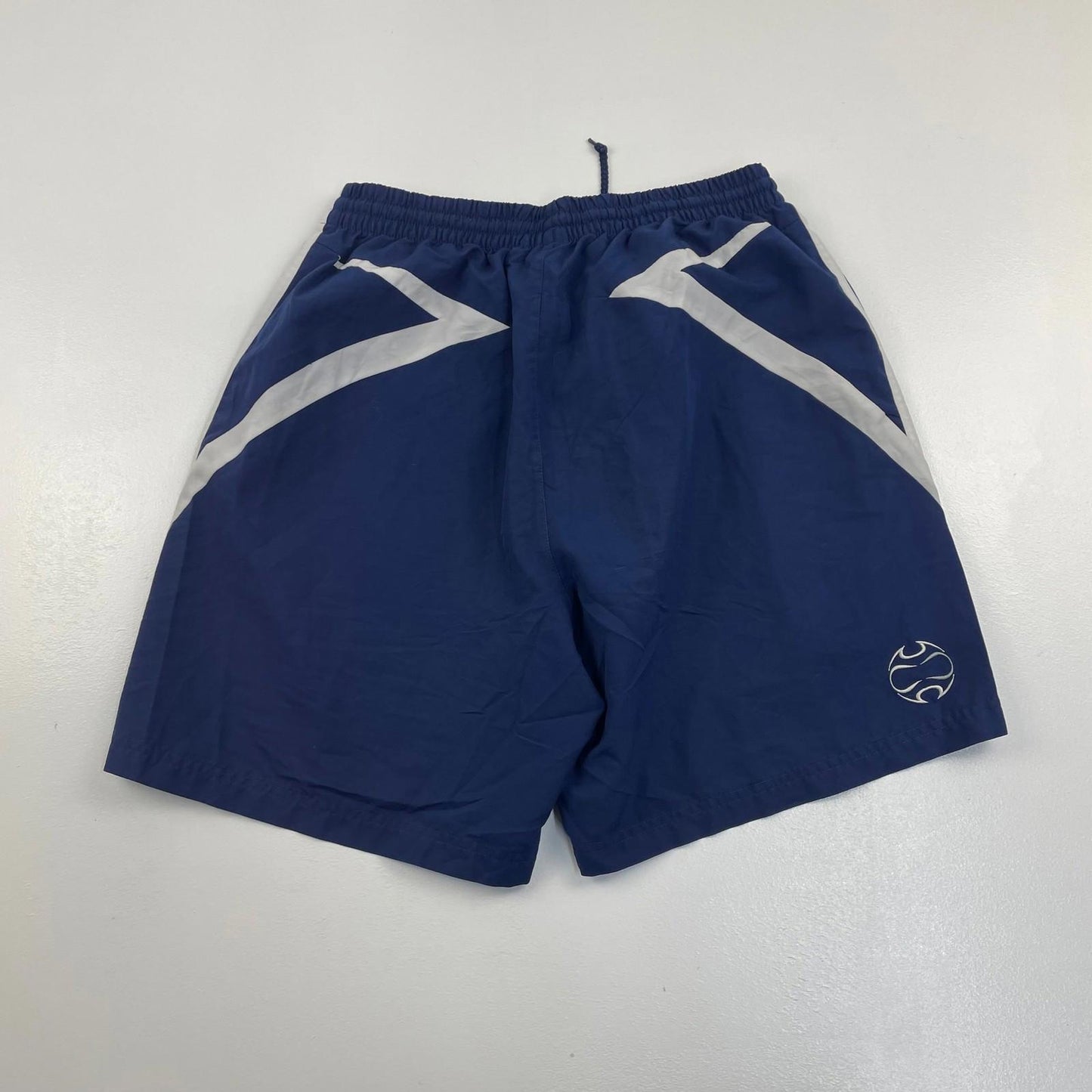 ADIDAS Athletic Shorts 3 Stripes Embroidered Logo Blue Mens UK L