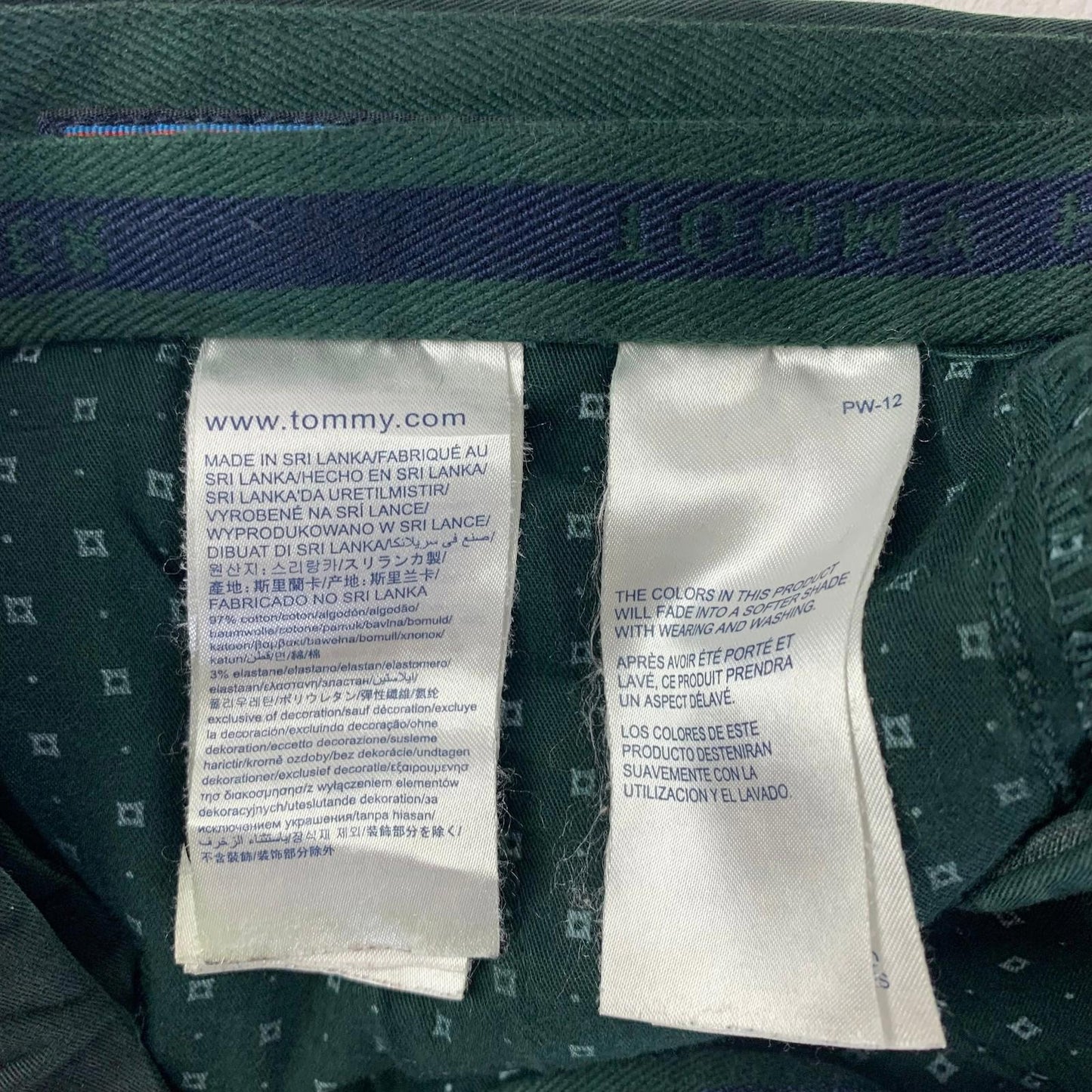 Tommy Hilfiger Denton Chino Straight Trousers Dark Green Mens W34 L27