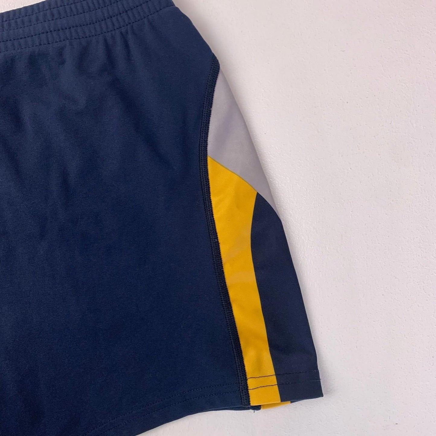 ASICS Boys Athletic Running Shorts Navy Yellow Grey Large
