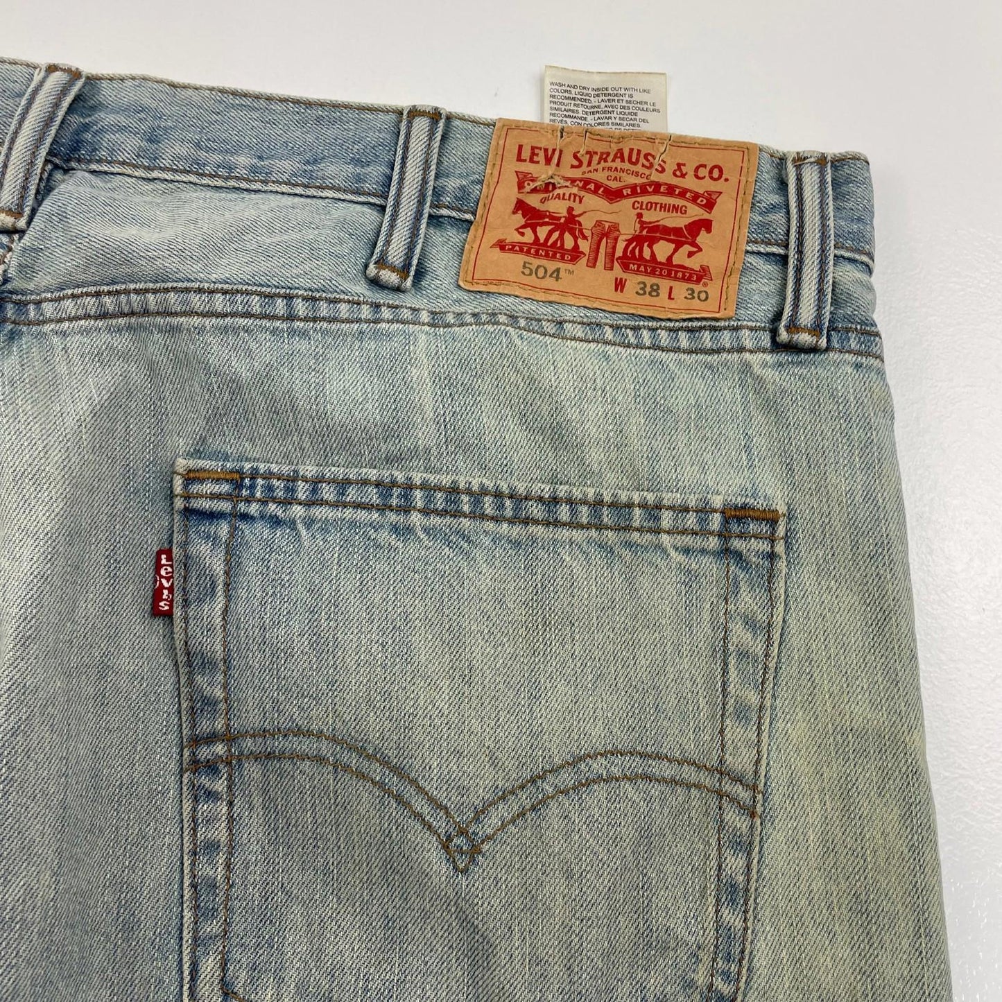 Levi's 504 Straight Leg Denim Light Wash Jeans Blue Mens W38 L30