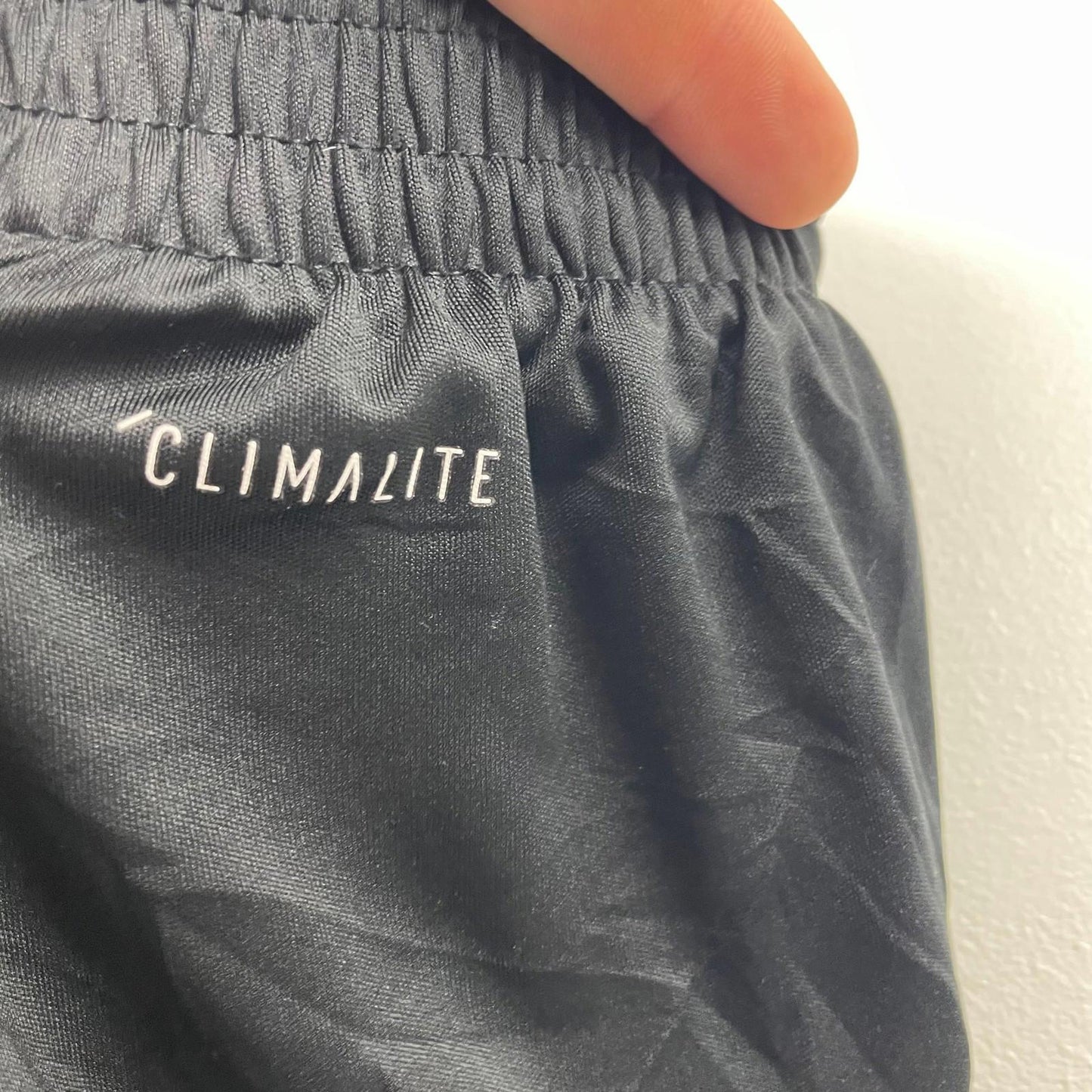 Adidas Climalite Activewear Shorts Graphic Logo Black Mens UK L