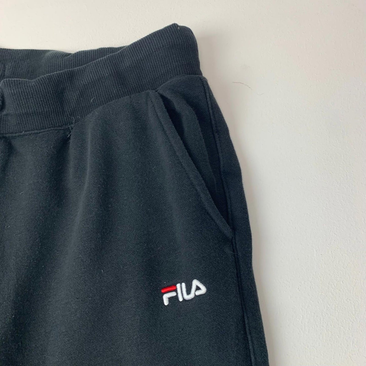 Fila Women's Elastic Waist Jogger Trousers Black Cotton Blend UK S